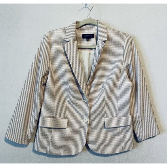 Talbots Blazer Womens 8 Horizontal Striped Two Button Pockets Cotton Stretch - Picture 1 of 5